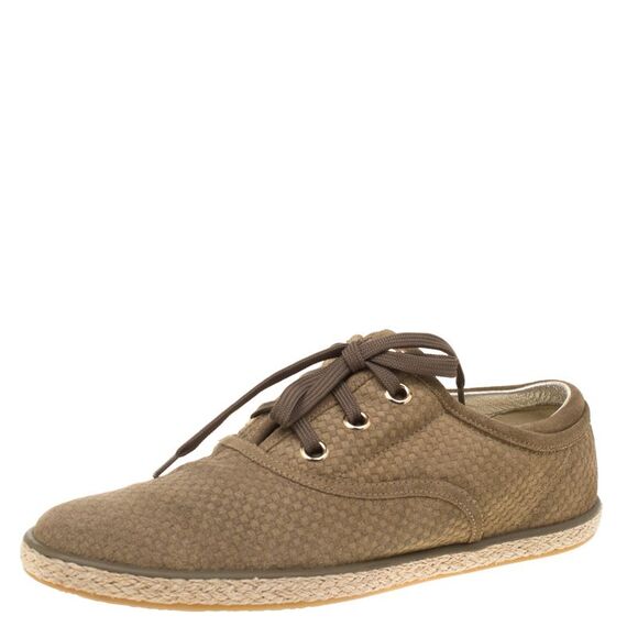 Louis Vuitton Green Suede Petit Damier Espadrilles Sneakers Size 38 - Picture 1 of 4